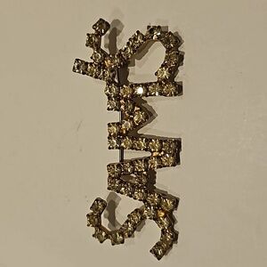 SAM'S Rhinestone & Goldtone 3"W Brooch